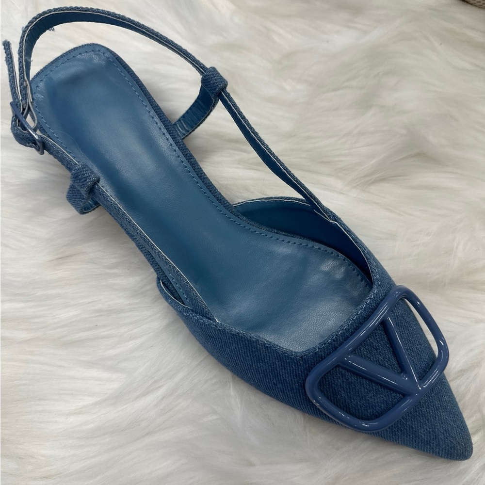 NEW! Denim Blue Women's Slingback Business Casual Shoes - Picture 8 of 8